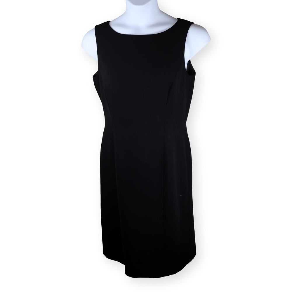 Tahari ASL Black Sleeveless Crepe Sheath Dress Size 12